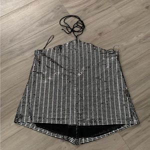 Silver Sequin Zara Halter Top [L]